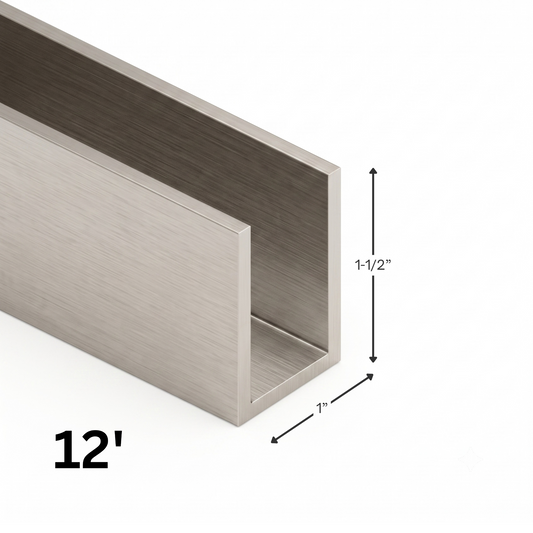 (CC1X112) COMMERCIAL U CHANNEL- 1"X1-1/2" (144")
