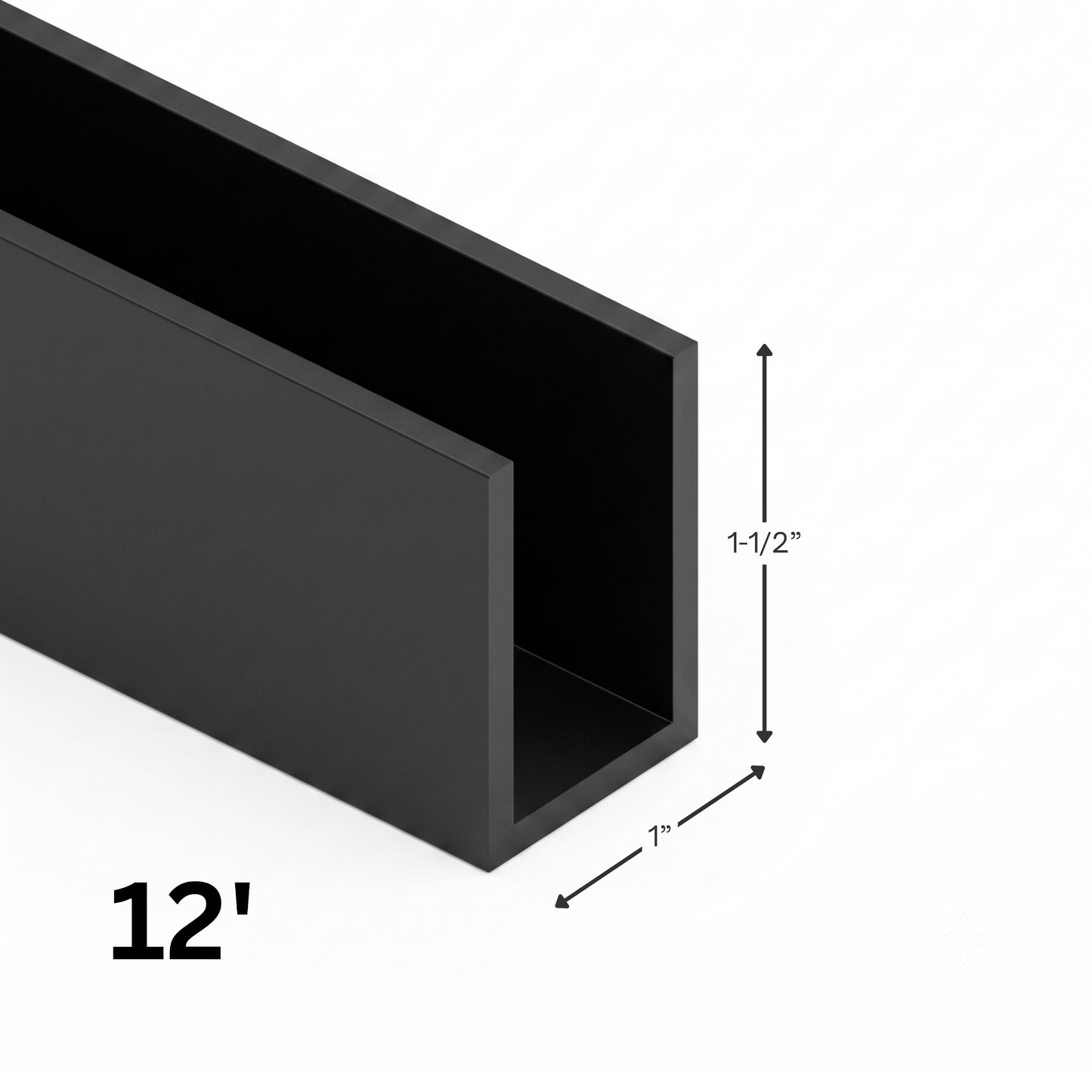 (CC1X112) COMMERCIAL U CHANNEL- 1"X1-1/2" (144")
