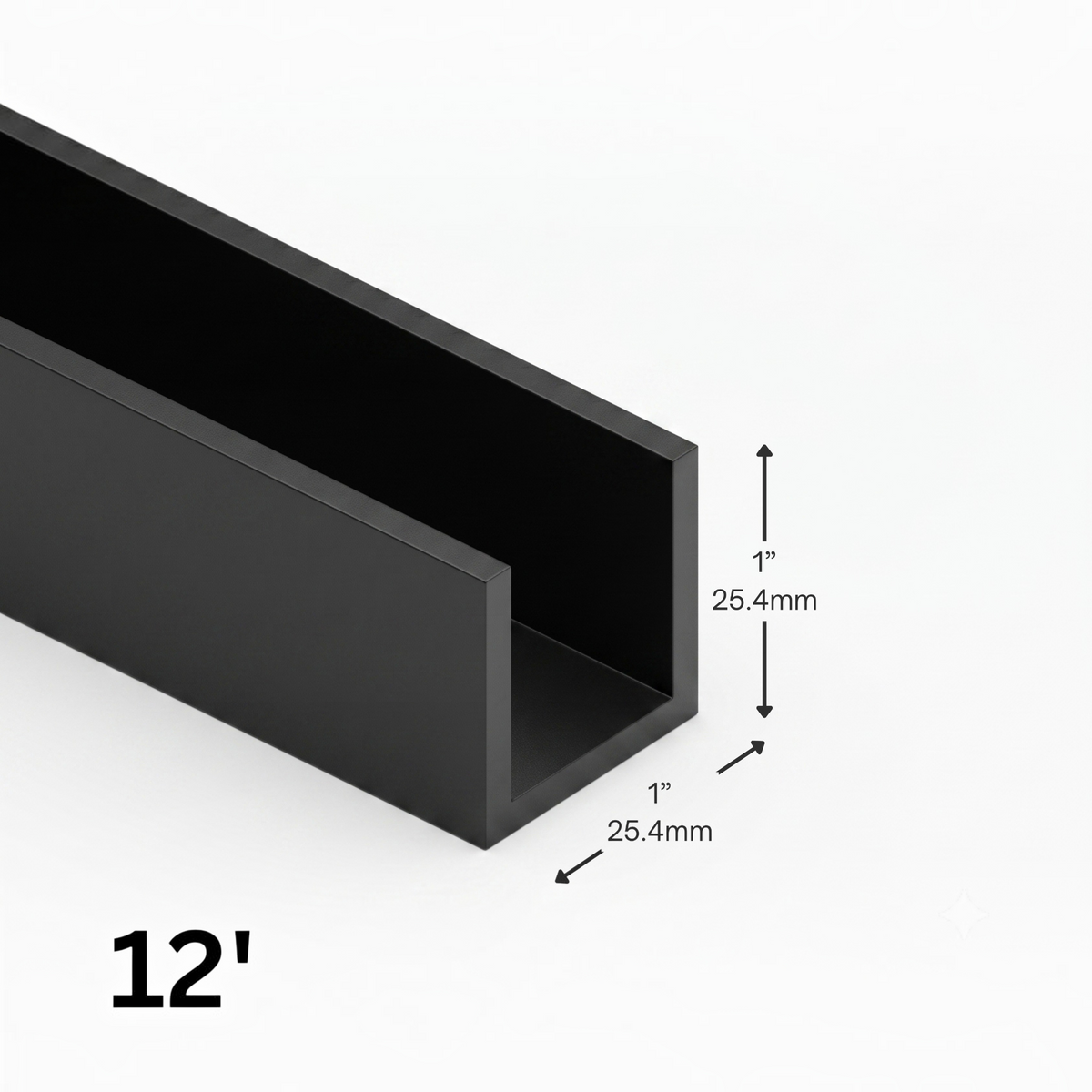 (CC1X1) COMMERCIAL U CHANNEL- 1"X1" (144")