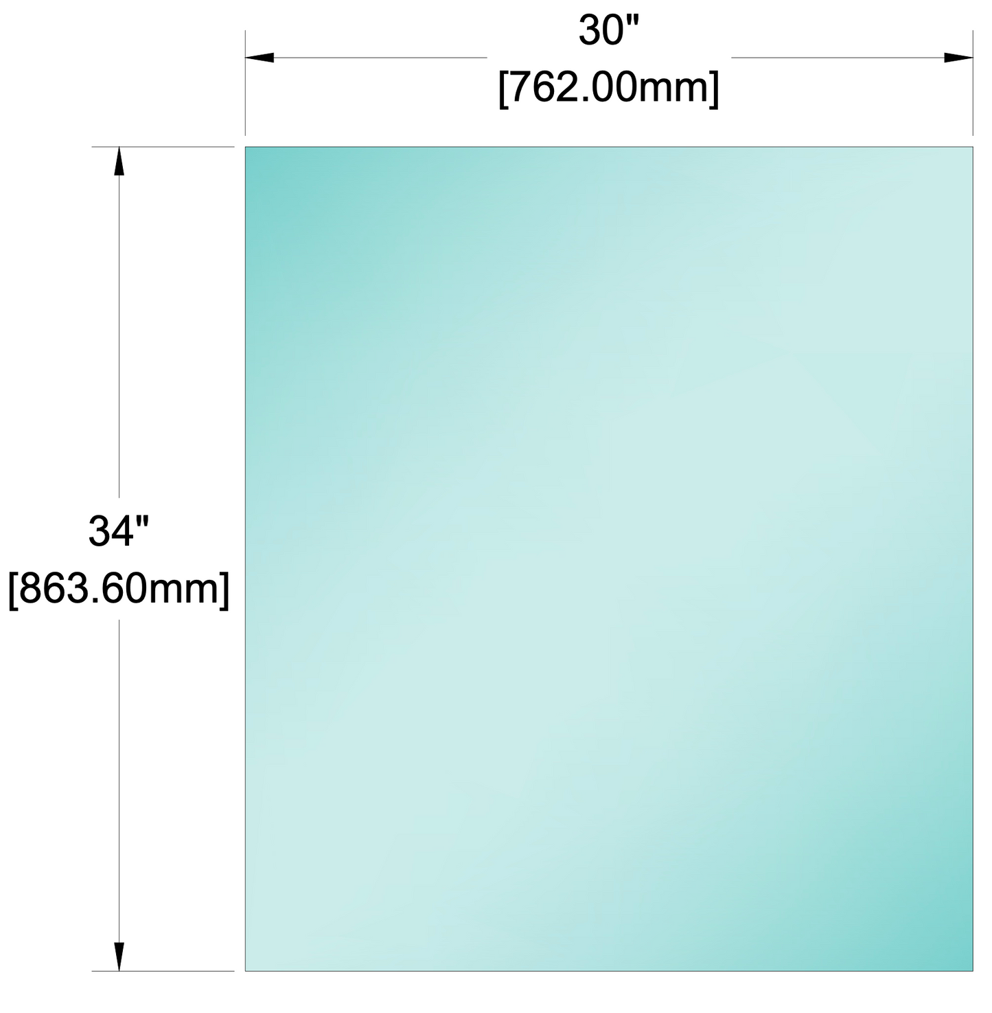 Glass Panel - 1/2" (12mm) Railing Glass Panel - 34" Height (ALL SIZES)