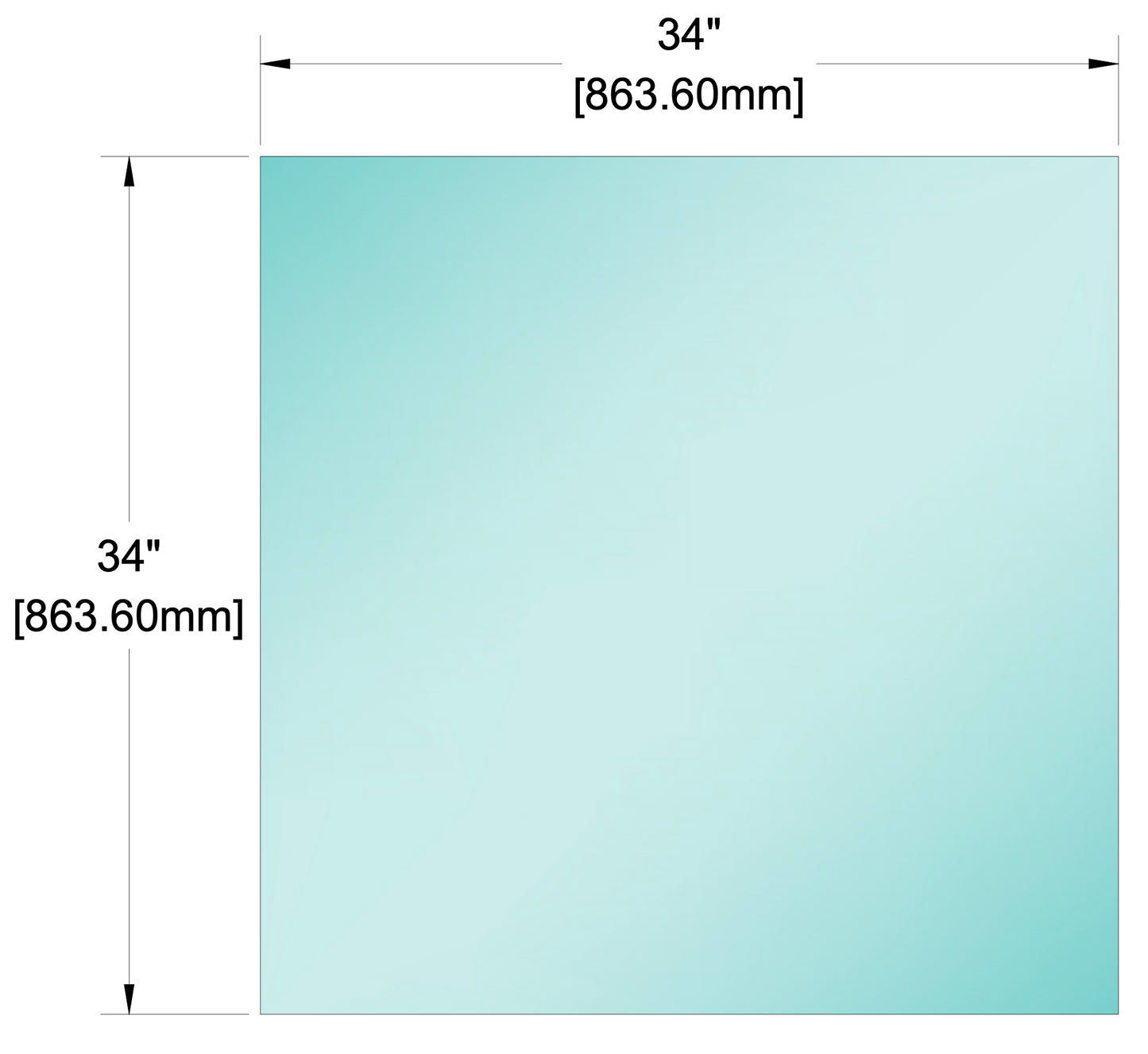Glass Panel - 1/2" (12mm) Railing Glass Panel - 34" Height (ALL SIZES)