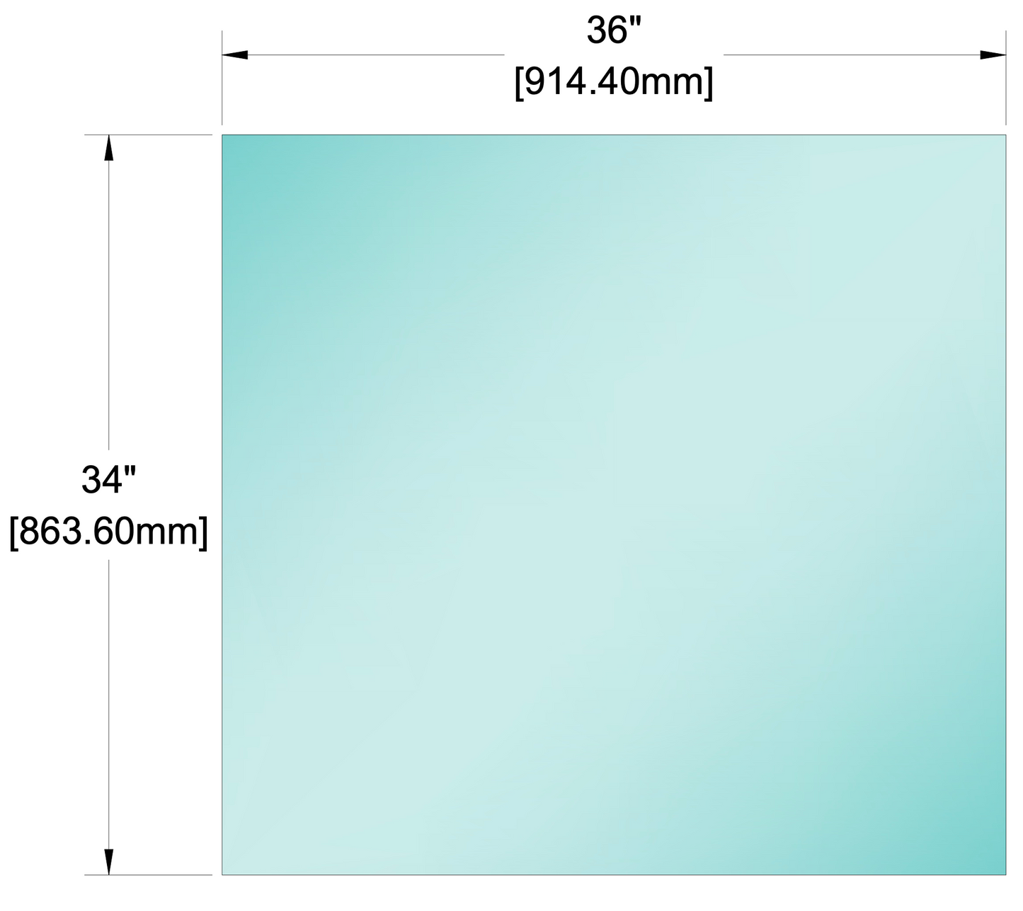 Glass Panel - 1/2" (12mm) Railing Glass Panel - 34" Height (ALL SIZES)