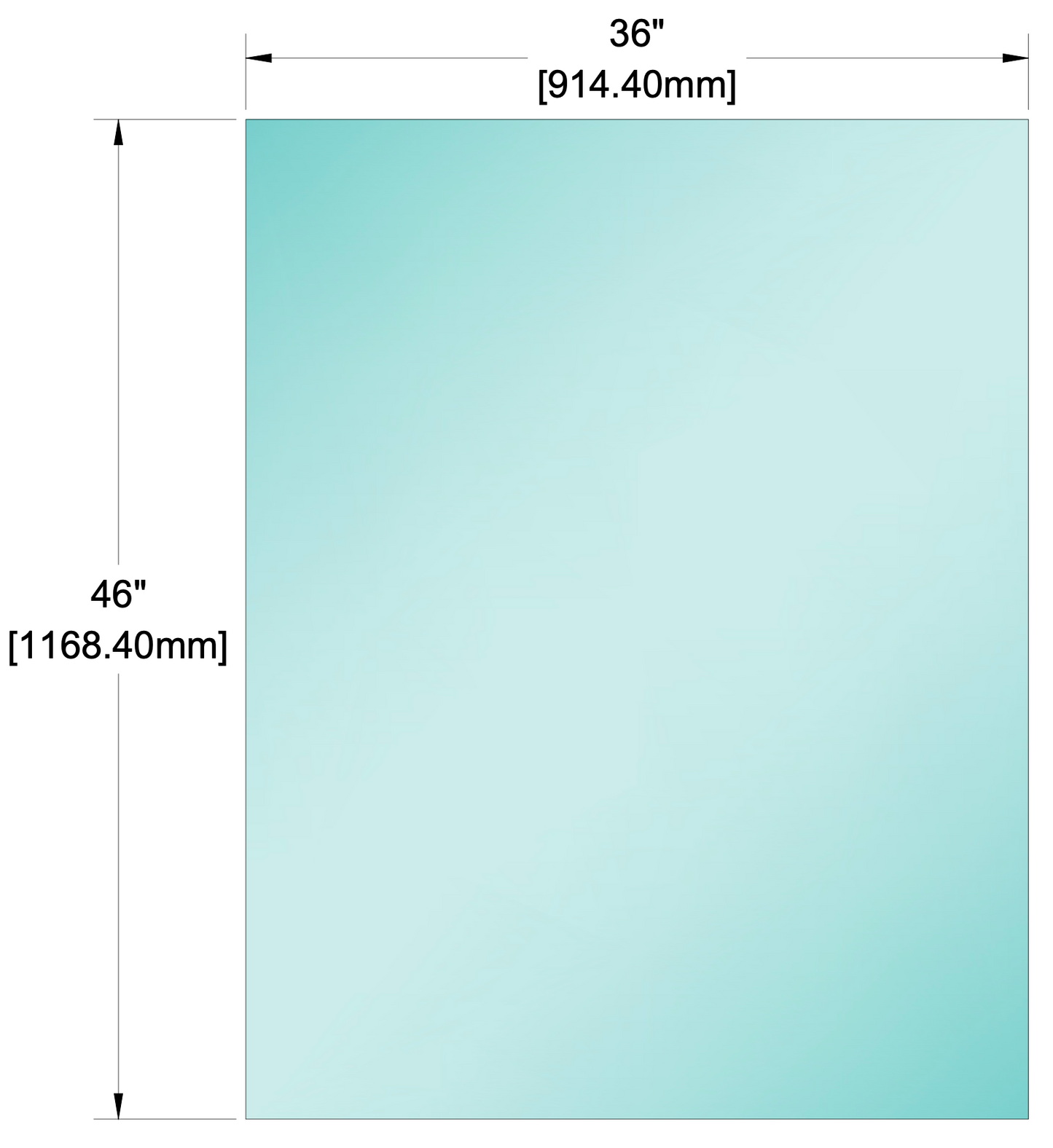 Glass Panel - 1/2" (12mm) Railing Glass Panel - 46" Height (ALL SIZES)