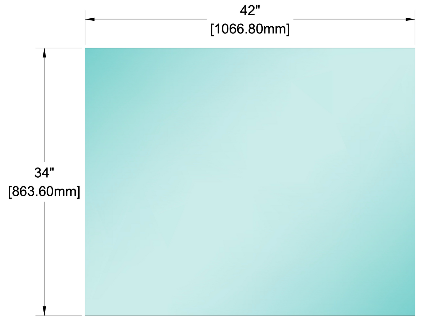 Glass Panel - 1/2" (12mm) Railing Glass Panel - 34" Height (ALL SIZES)
