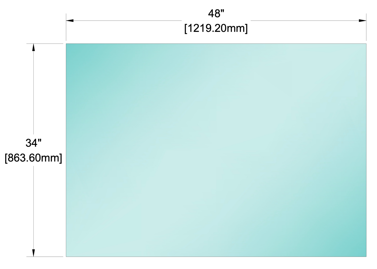 Glass Panel - 1/2" (12mm) Railing Glass Panel - 34" Height (ALL SIZES)