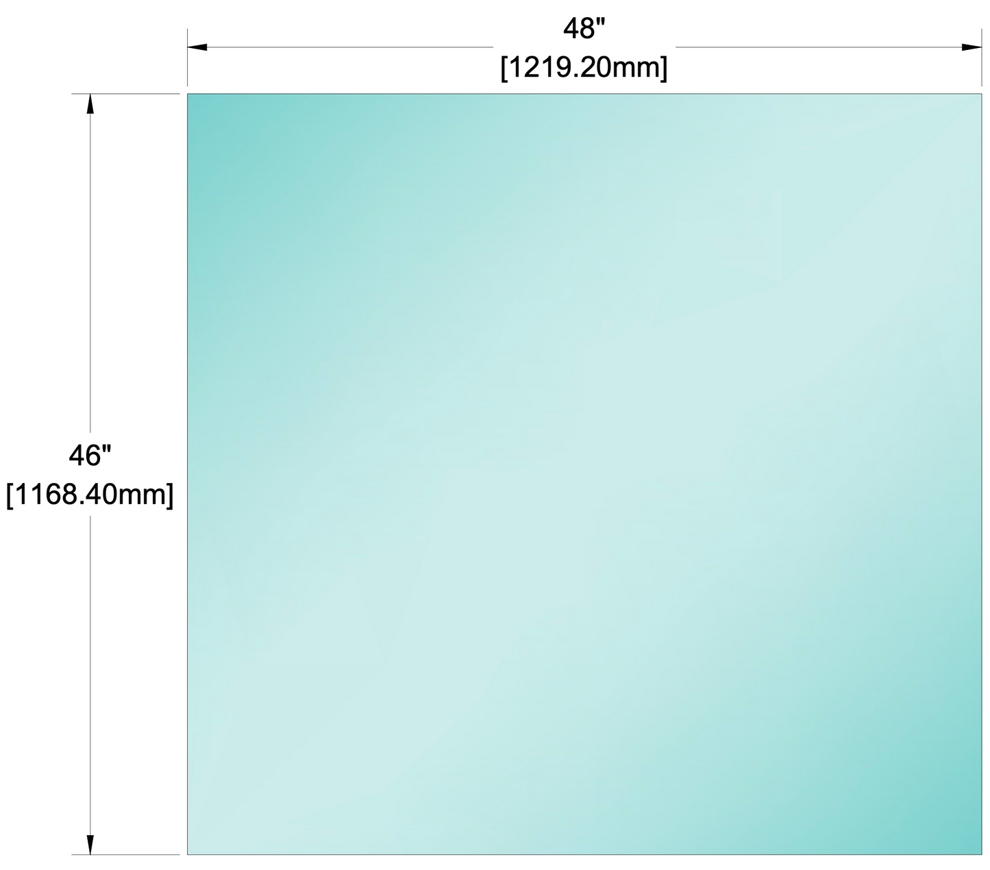 Glass Panel - 1/2" (12mm) Railing Glass Panel - 46" Height (ALL SIZES)