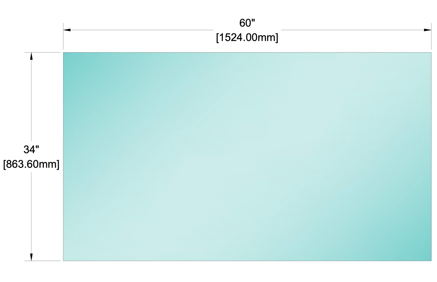 Glass Panel - 1/2" (12mm) Railing Glass Panel - 34" Height (ALL SIZES)