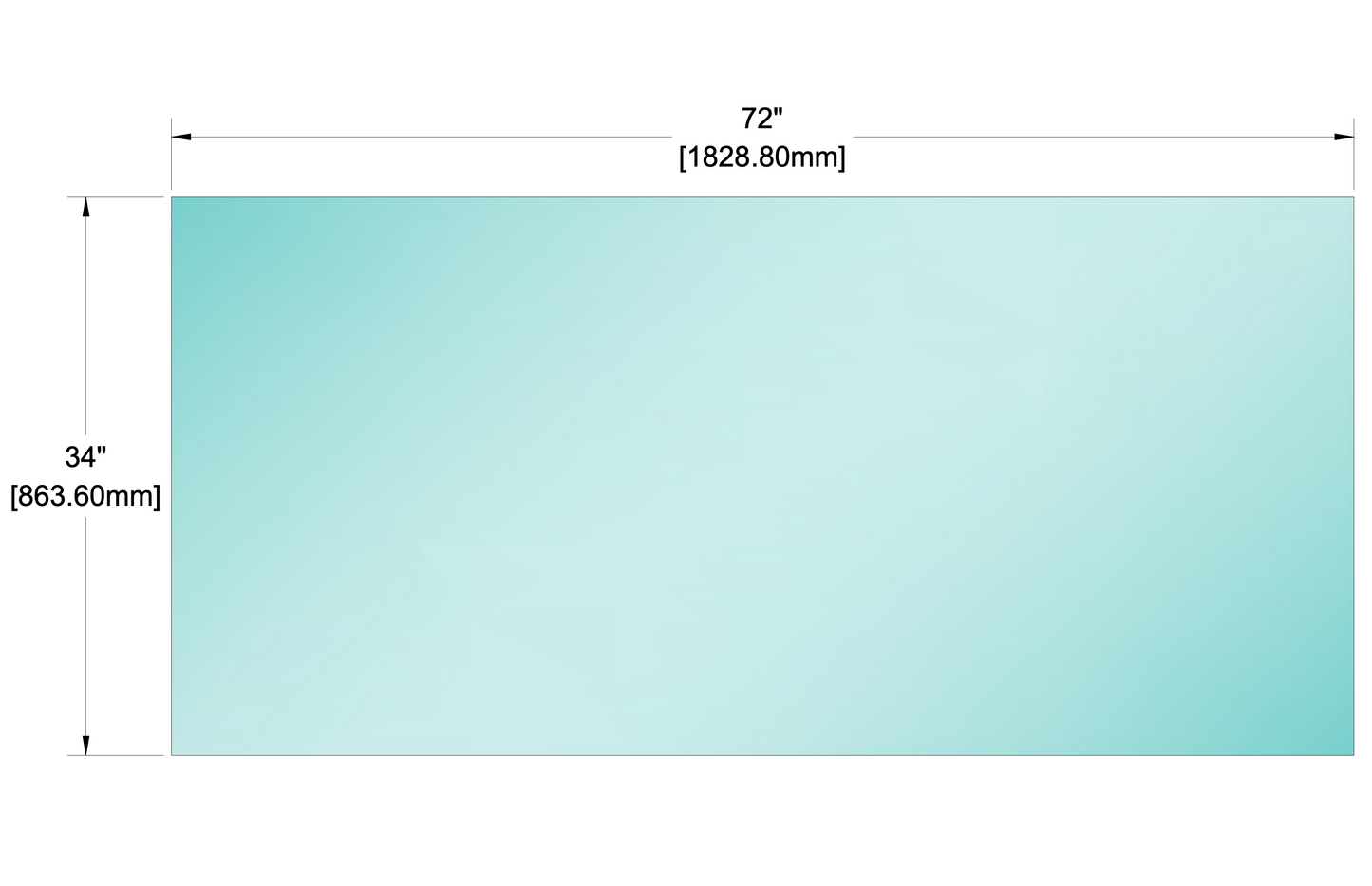 Glass Panel - 1/2" (12mm) Railing Glass Panel - 34" Height (ALL SIZES)