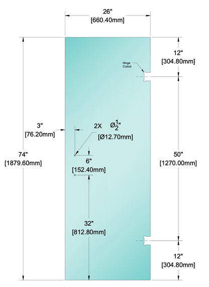 Shower Stock Glass - 6" x 6" Handle (Size: 26")