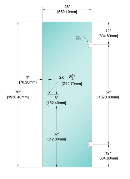 Shower Stock Glass - 6" x 6" Handle (Size: 26")