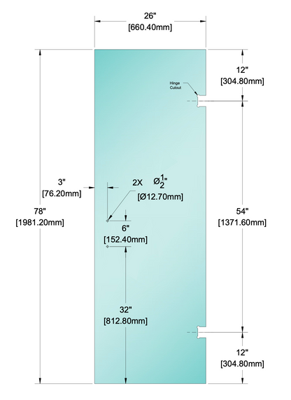 Shower Stock Glass - 6" x 6" Handle (Size: 26")
