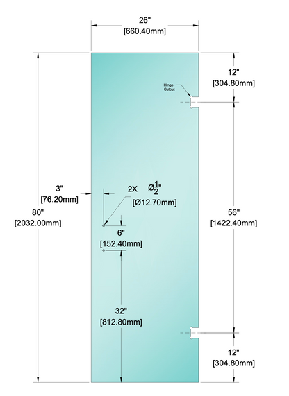 Shower Stock Glass - 6" x 6" Handle (Size: 26")