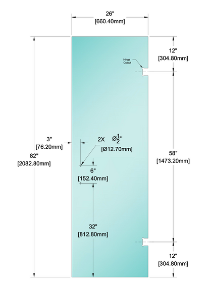 Shower Stock Glass - 6" x 6" Handle (Size: 26")