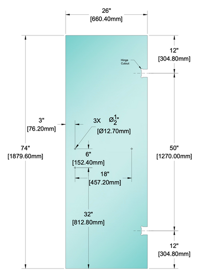 Shower Stock Glass - 6" x 18" Handle (Size: 26")