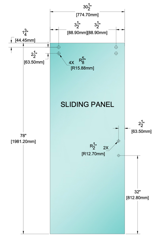 Shower Stock Glass - 30-1/2" X 78" - 2 Hole - Sliding Panel