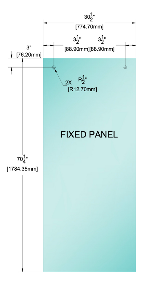 Shower Stock Glass - 30-1/2" X 70-1/4" - Fixed Panel