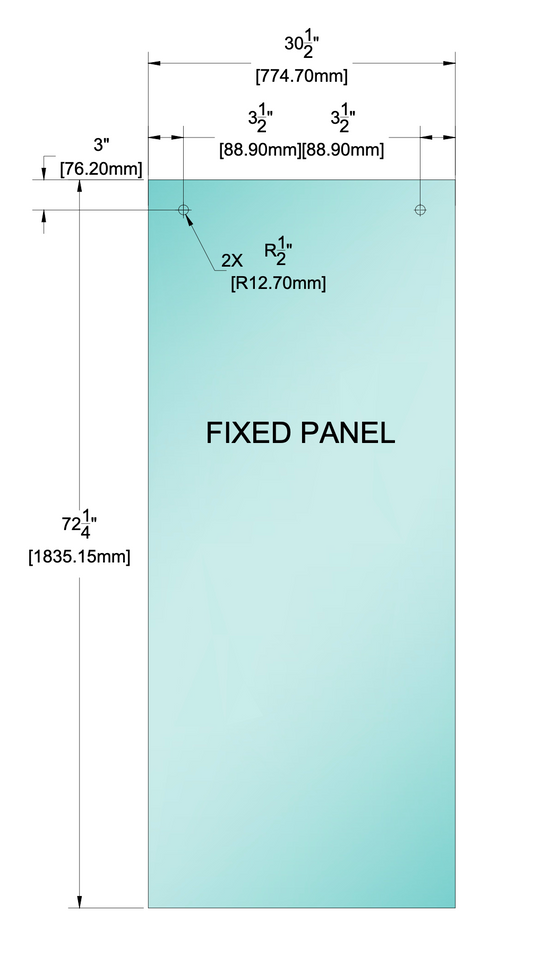 Shower Stock Glass - 30-1/2" X 72-1/4" - Fixed Panel