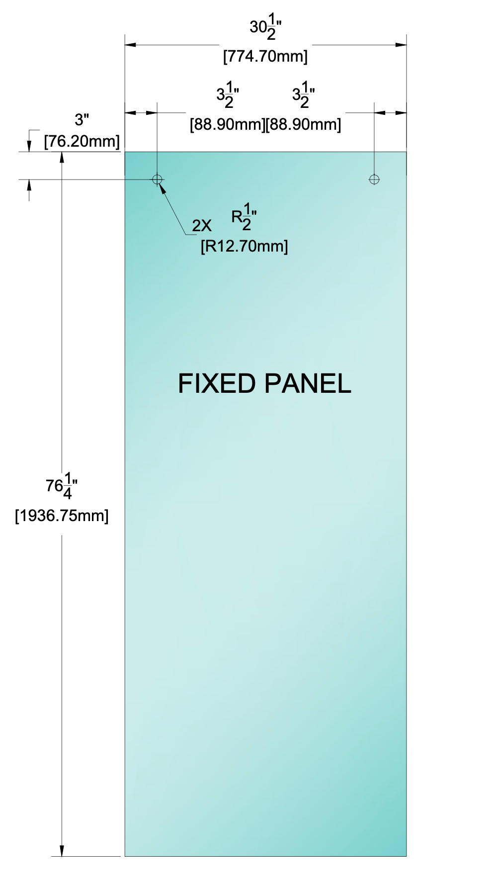 Shower Stock Glass - 30-1/2" X 76-1/4" - Fixed Panel