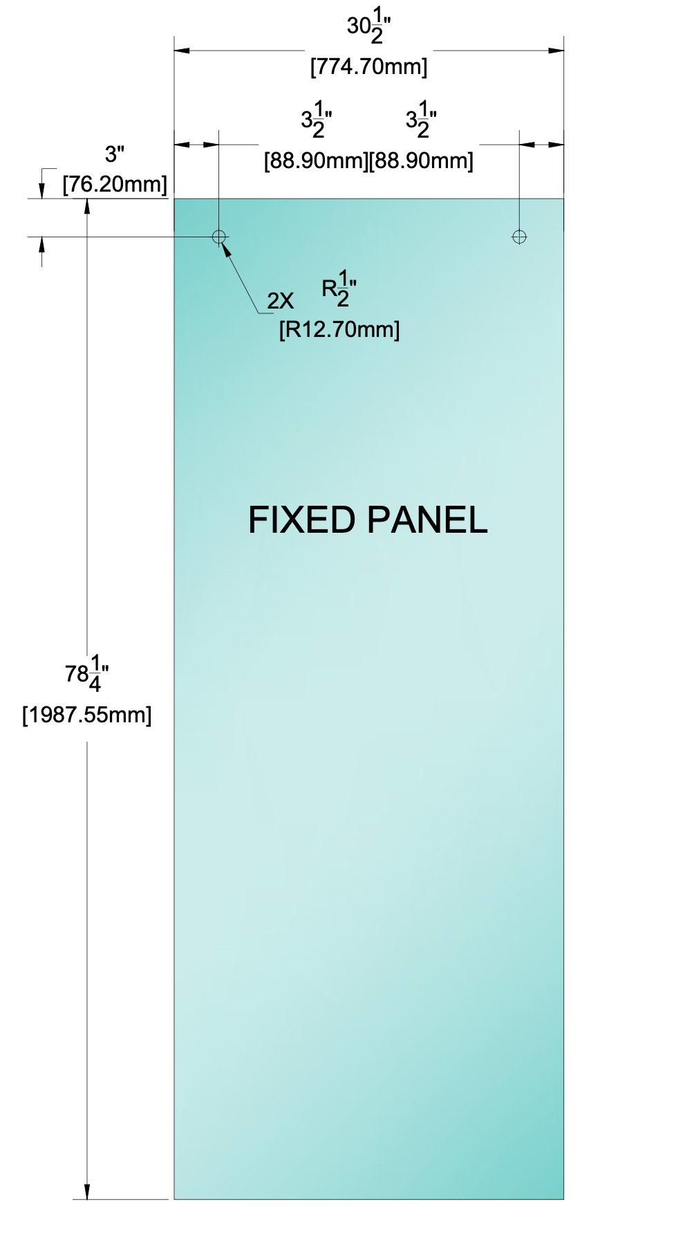 Shower Stock Glass - 30-1/2" X 78-1/4" - Fixed Panel