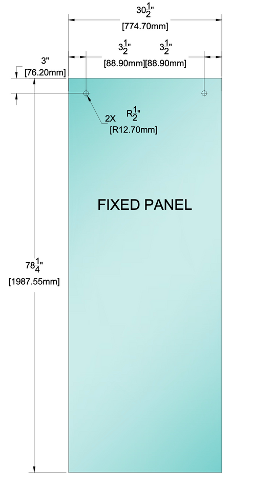 Shower Stock Glass - 30-1/2" X 78-1/4" - Fixed Panel