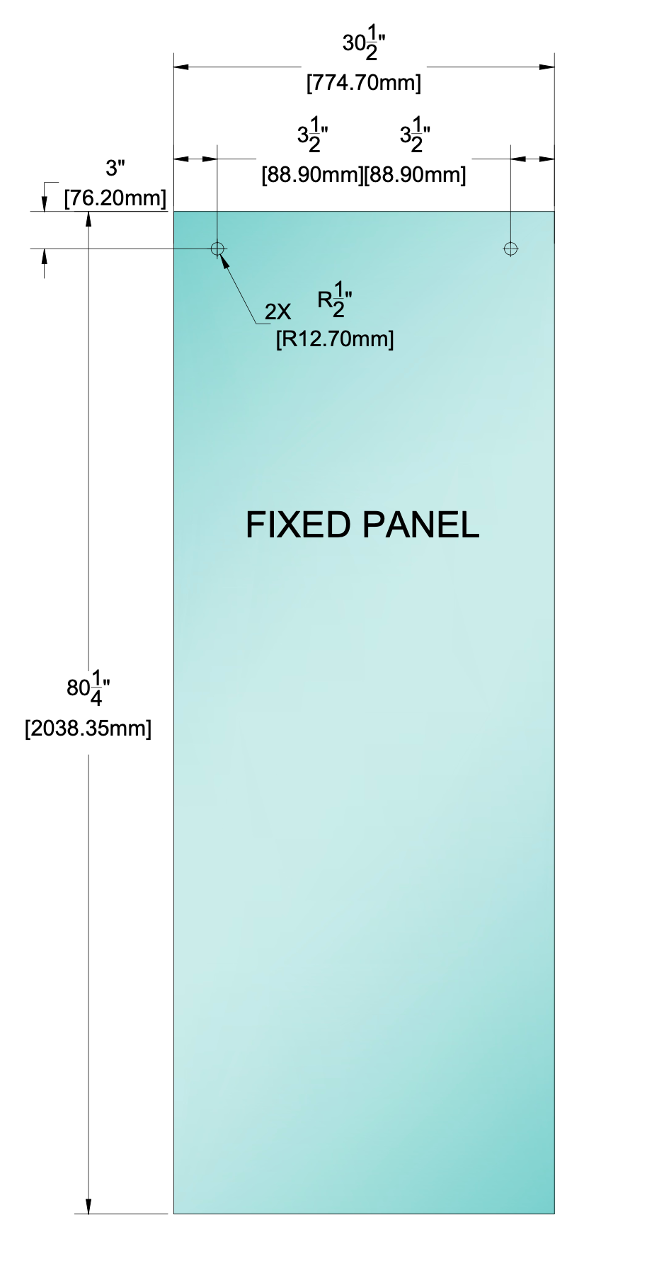Shower Stock Glass - 30-1/2" X 80-1/4" - Fixed Panel
