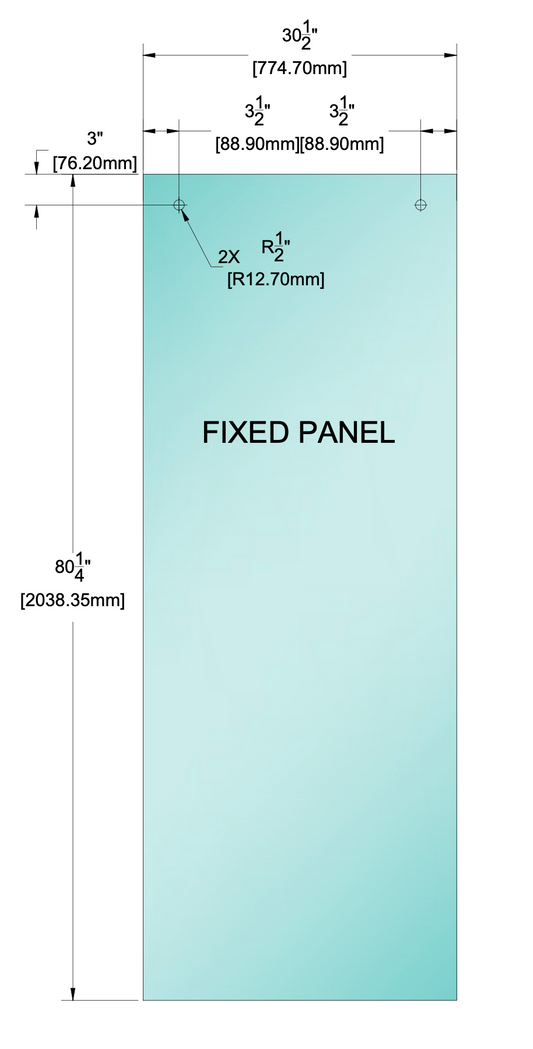 Shower Stock Glass - 30-1/2" X 80-1/4" - Fixed Panel