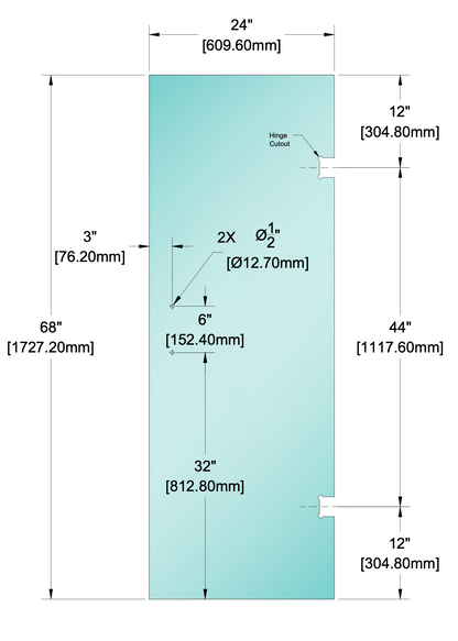 Shower Stock Glass - Stock Door 6" x 6" Handle (Size: 24")
