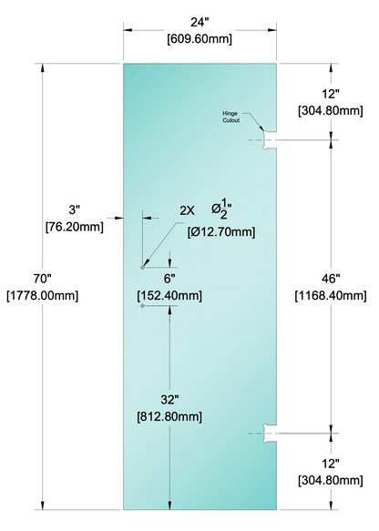Shower Stock Glass - Stock Door 6" x 6" Handle (Size: 24")