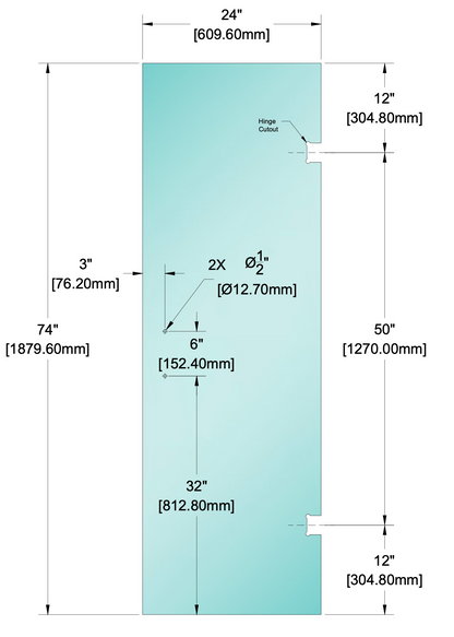 Shower Stock Glass - Stock Door 6" x 6" Handle (Size: 24")