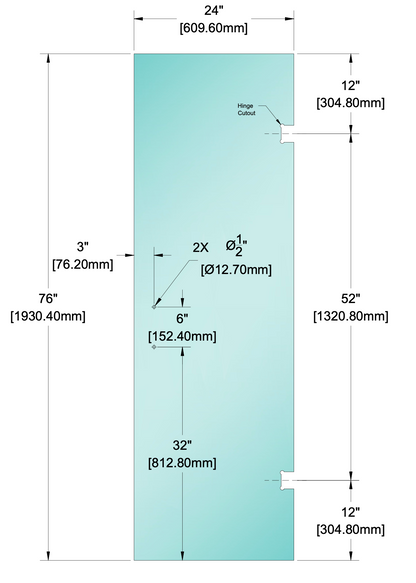 Shower Stock Glass - Stock Door 6" x 6" Handle (Size: 24")