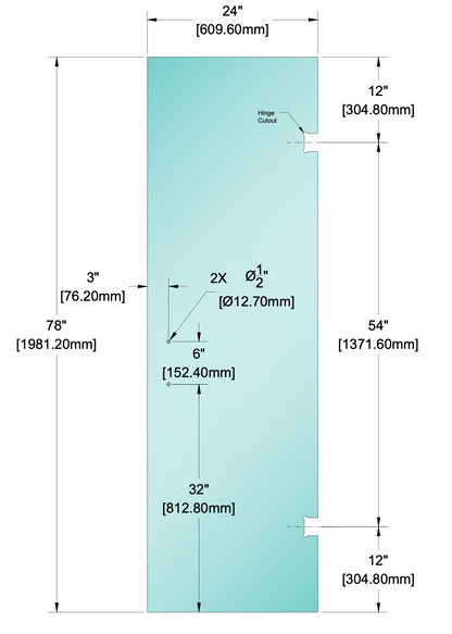 Shower Stock Glass - Stock Door 6" x 6" Handle (Size: 24")