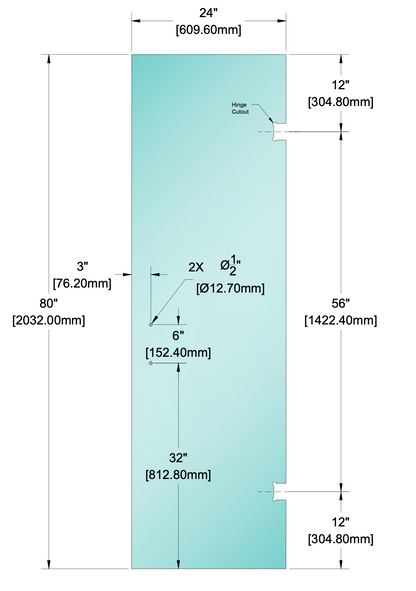 Shower Stock Glass - Stock Door 6" x 6" Handle (Size: 24")