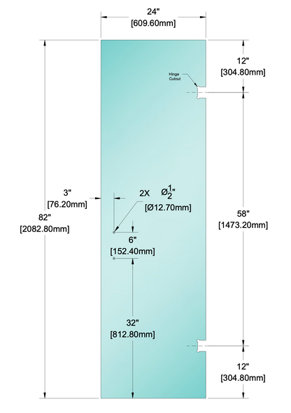 Shower Stock Glass - Stock Door 6" x 6" Handle (Size: 24")