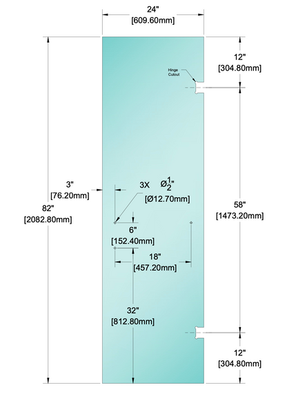 Shower Stock Glass - 6" x 18" Handle (Size: 24")